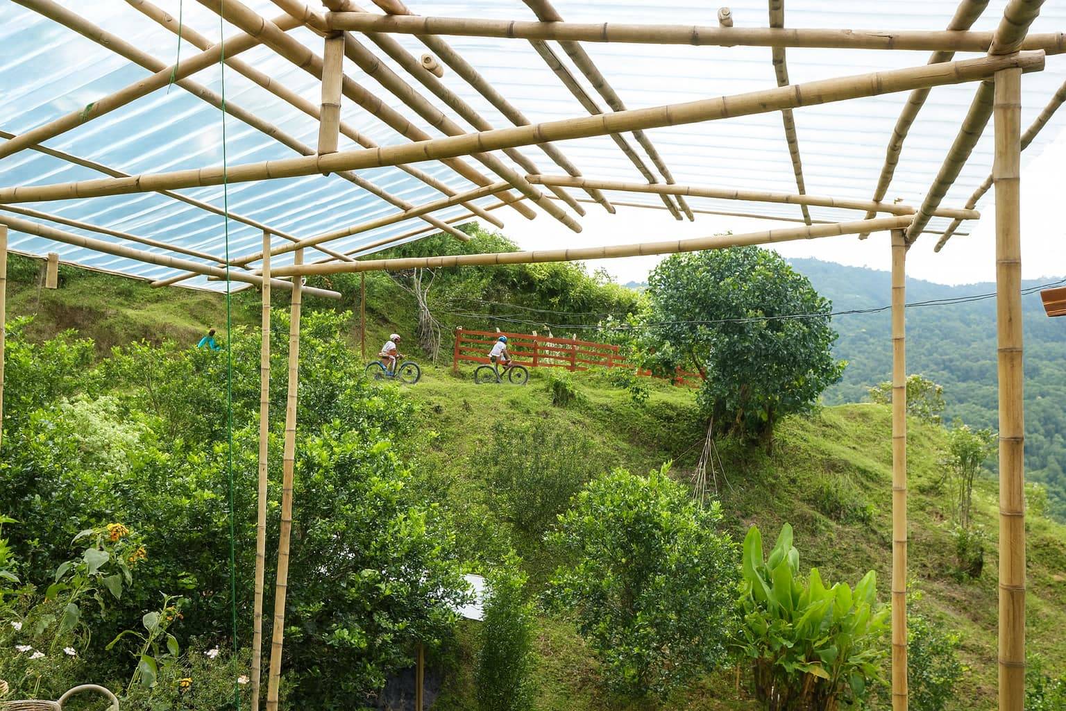 Estructura en guadua finca Villacarmelo Cali -- arquitectura tradicional colombiana